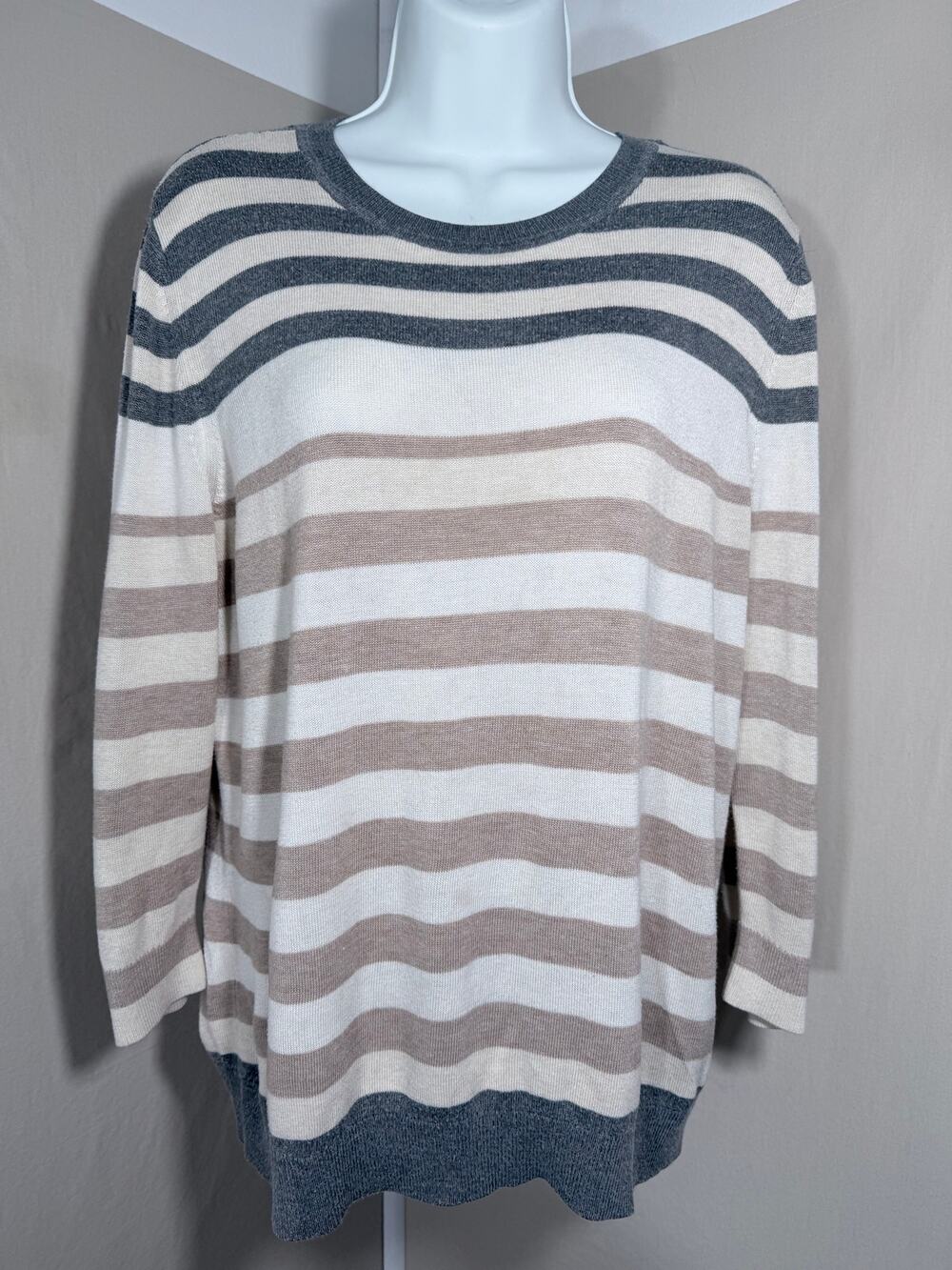 Banana Republic Striped 3/4 Sleeve Knit Sweater XL